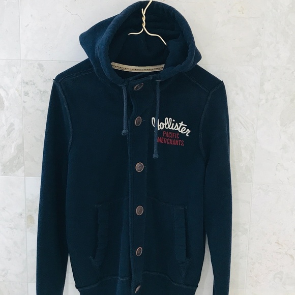 Hollister Other - HOLLISTER {S} Hoodie Button-Up Sweater Navy Blue